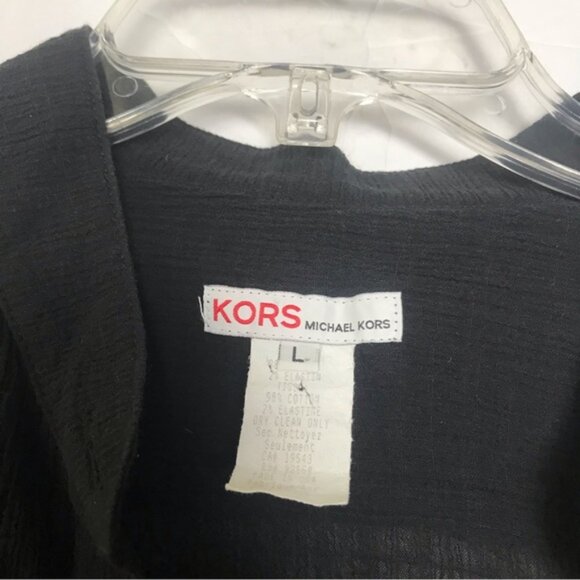 KORS Michael Kors Y2K Boutique Shirt Blouse Long Roll Up Button Sleeves Cotton L - Picture 6 of 12